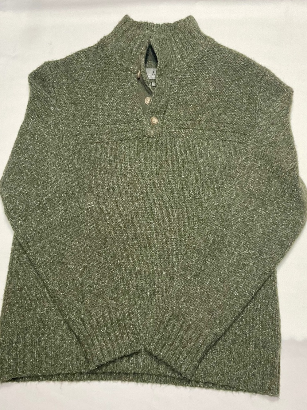 Royal Robbins Men’s XL Pullover Sweater Green Wool Blend Quarter Button Outdoor